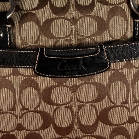 Coach Penelope B1070-F146 Light Brown Signature Jacquard 3 Sections Shoulder Bag - Picture 7 of 11